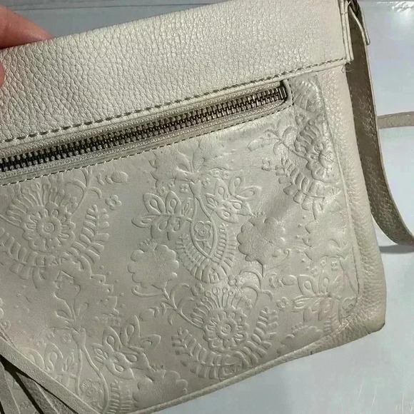 The Sak Sanibel Cream Leather Embossed Crossbody purse - Picture 3 of 10